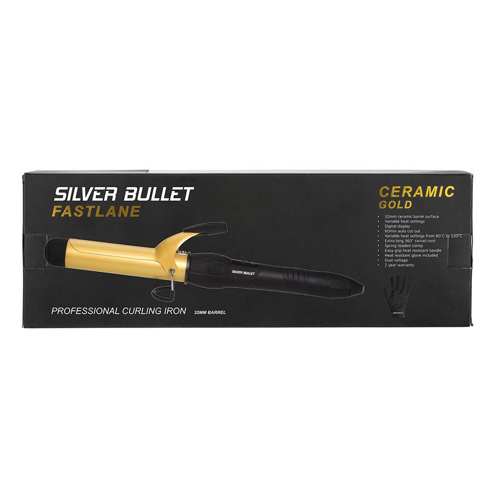 Silver Bullet Fastlane Gold Ceramic Curling Tong 32mm