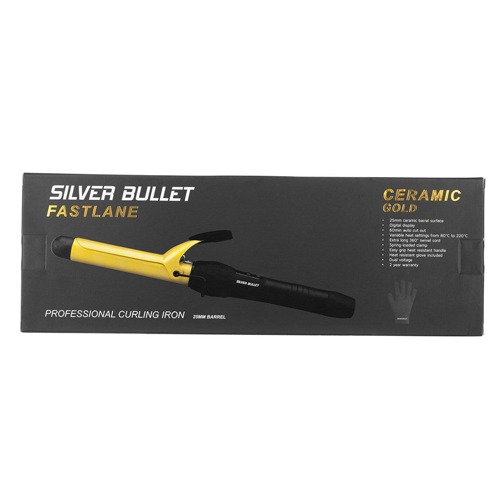 Silver Bullet Fastlane Gold Ceramic Curling Tong 25mm