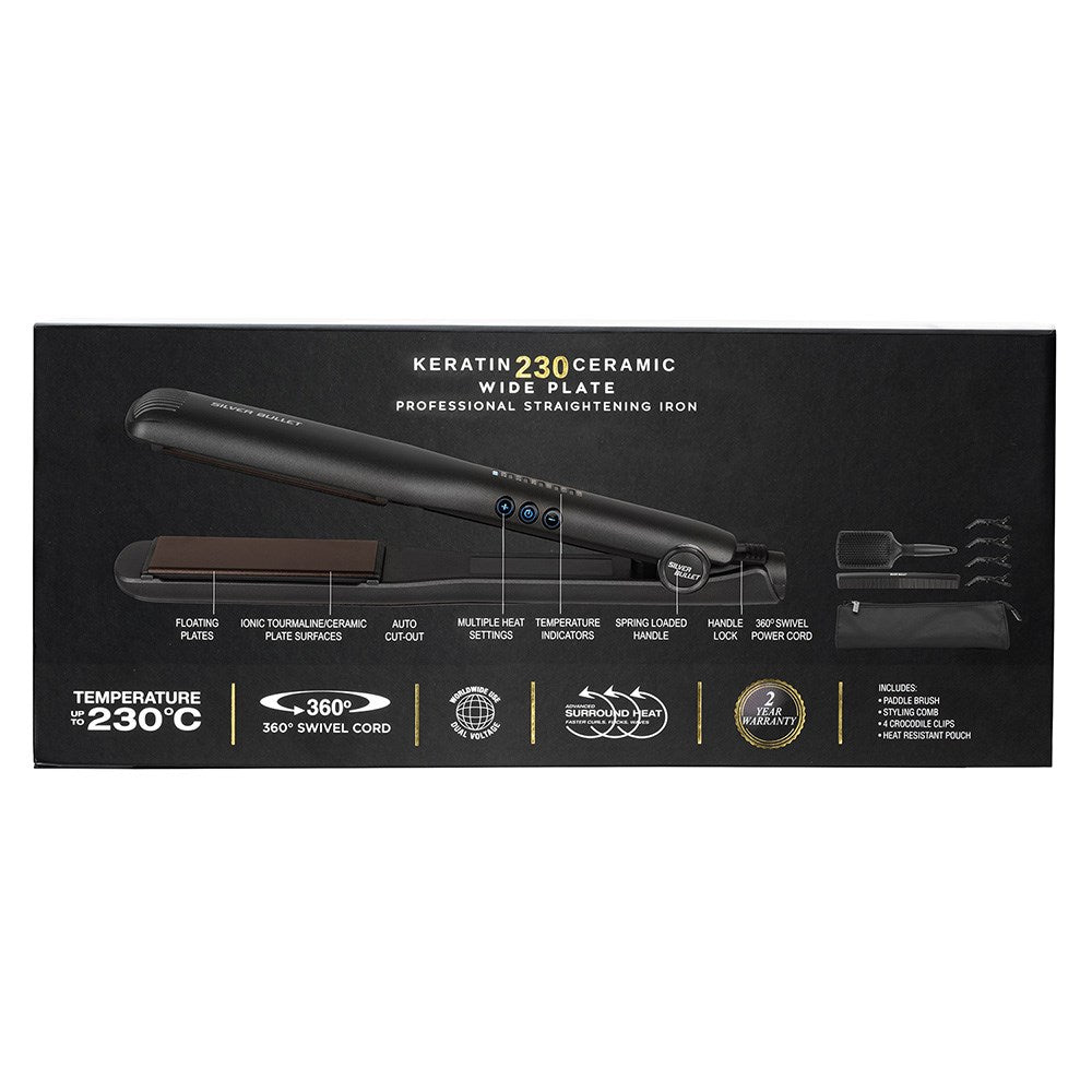 Silver Bullet Keratin 230 Ceramic & Tourmaline Straightener Wide