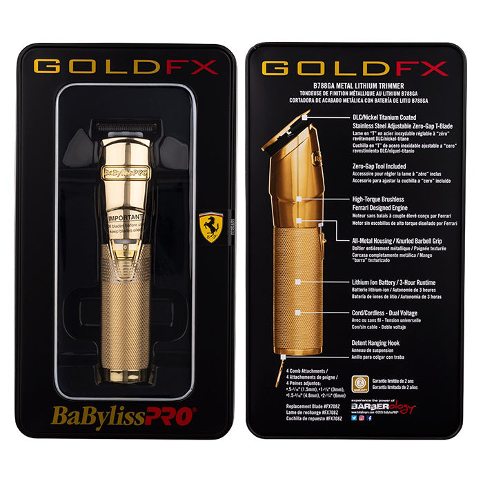 BaBylissPRO GoldFX Lithium Trimmer Gold