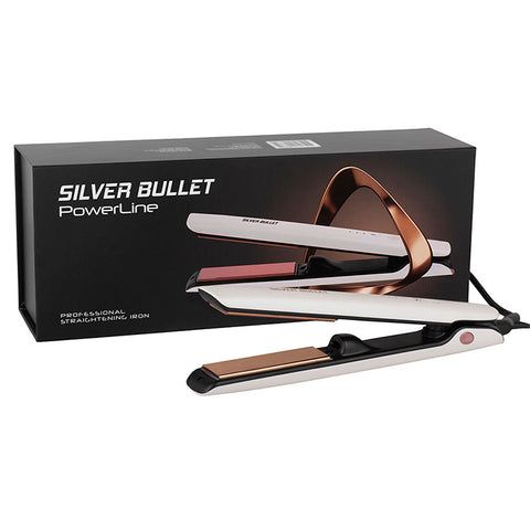 Silver Bullet Powerline Rose Gold Titanium Straightener - White