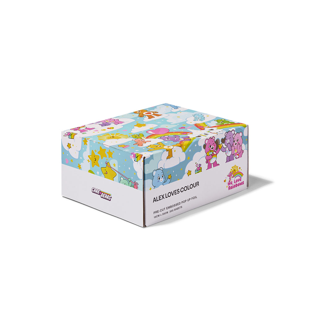 Alex Loves Colour Care Bear - We Love Rainbows Wide Foils- 15cm x 27cm