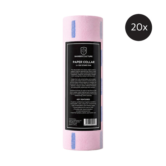 Barber Culture Paper Collar Pink 5Pk x 20
