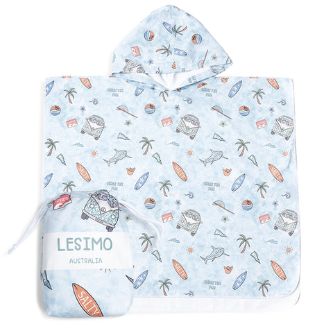 Lesimo Quick Dry Kids Hooded Towel Surf Fun Small (3-7yrs)