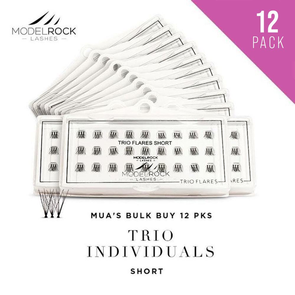 Modelrock Trio Flares Individual Lashes SHORT 8mm Bulk Buy 12Pk
