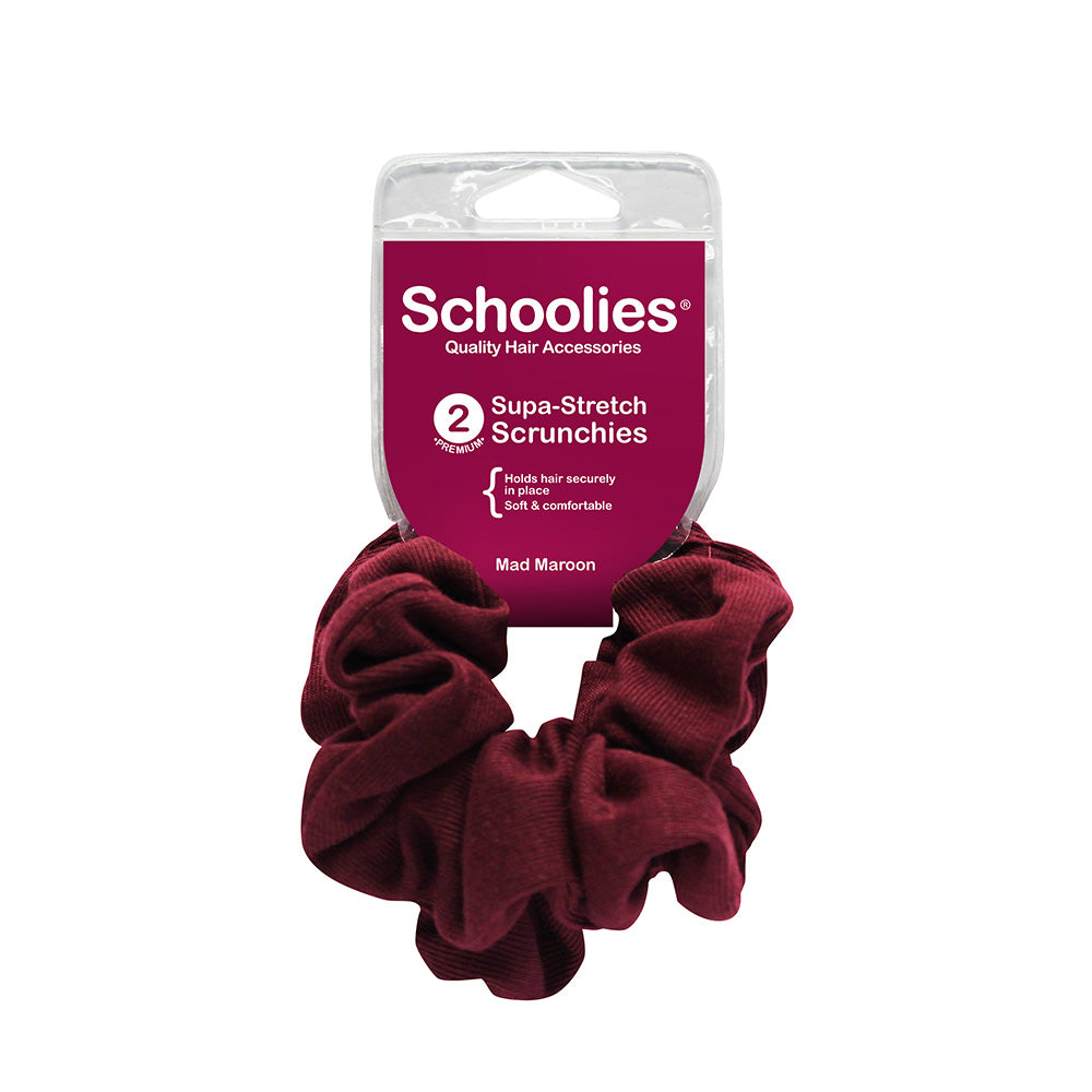 Schoolies #SC214 Scrunchie Mad Maroon 2pc