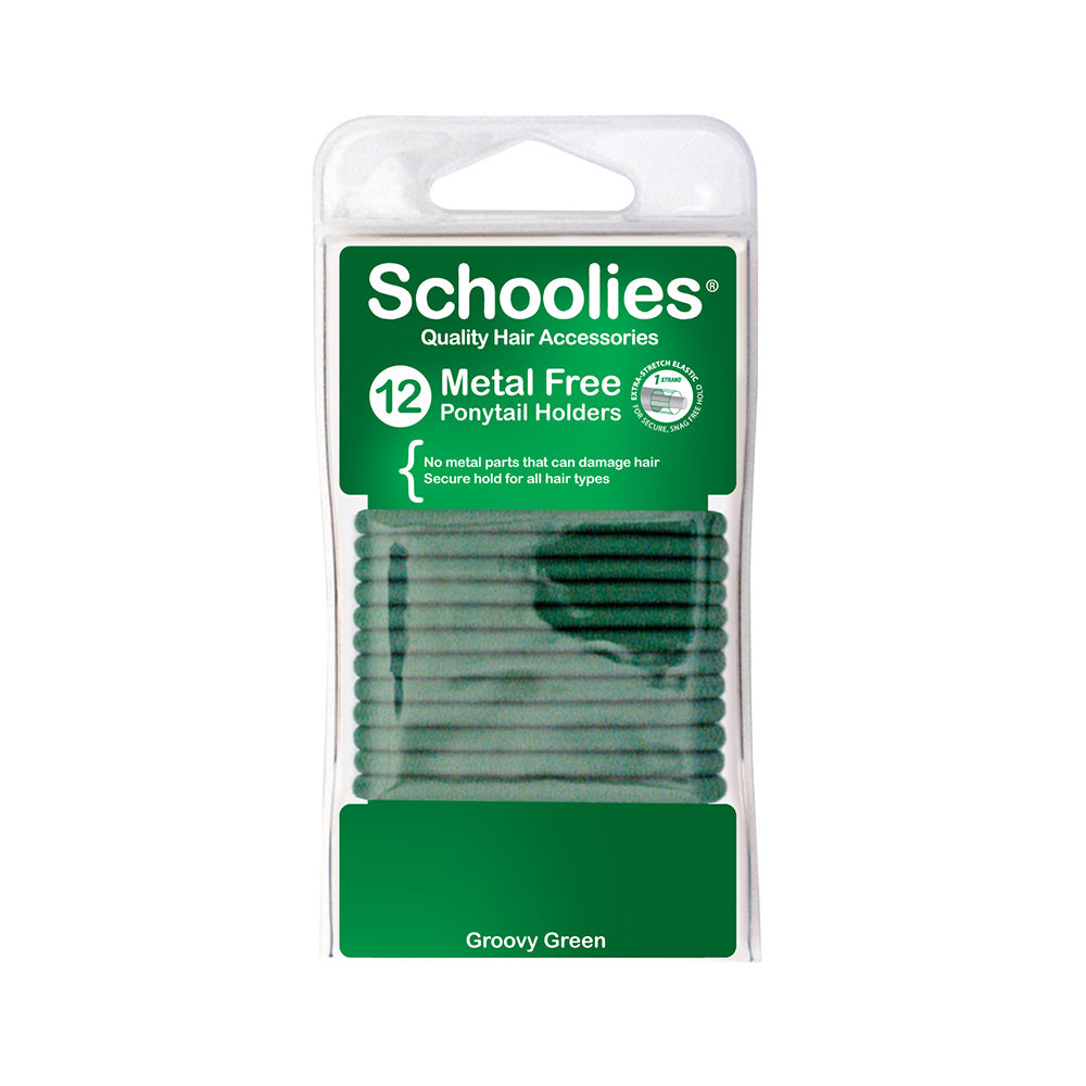 Schoolies #SC295 Metal Free Ponytail Holders Groovy Green 12pc