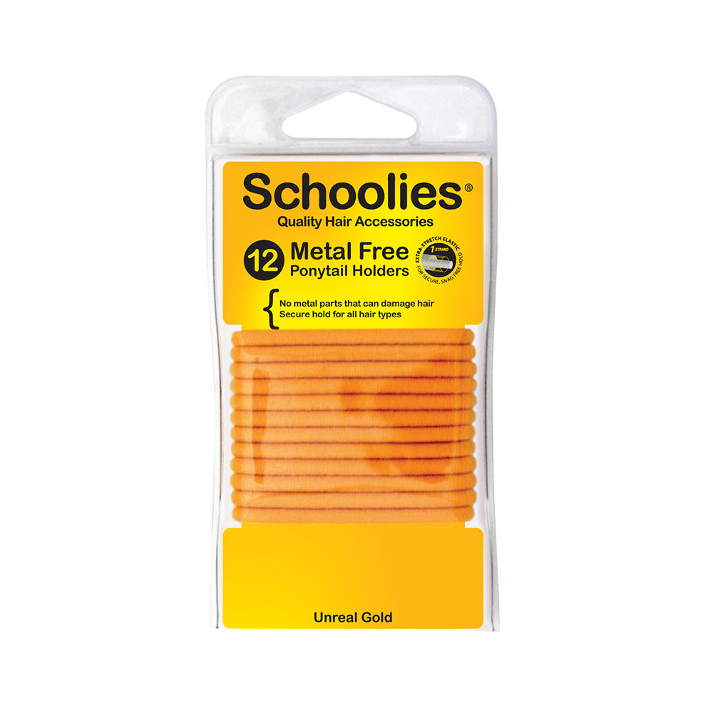 Schoolies #SC296 Metal Free Ponytail Holders Unreal Gold 12pc