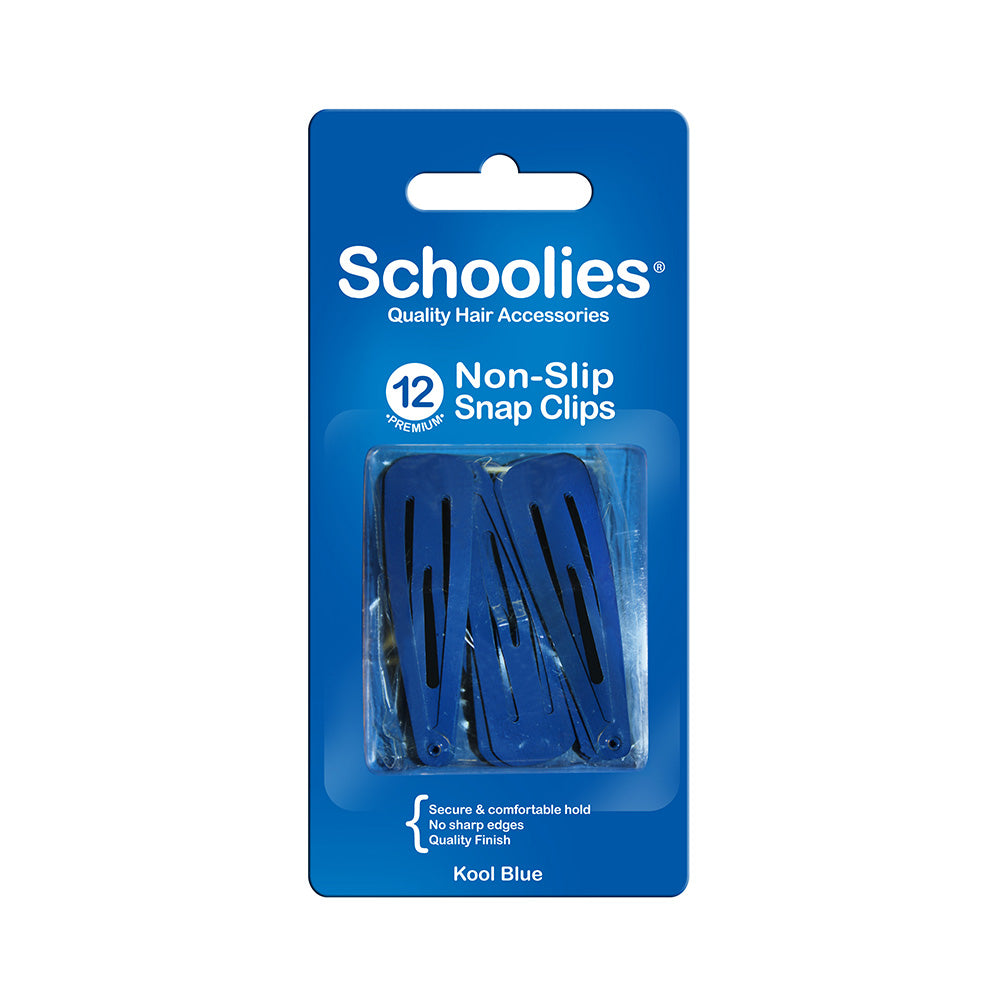 Schoolies #SC402 Non-Slip Snap Clips Kool Blue 12pc