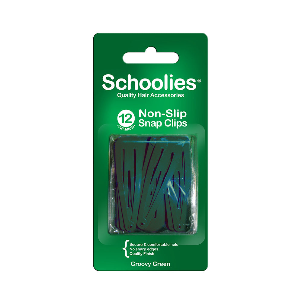 Schoolies #SC405 Non-Slip Snap Clips Groovy Green 12pc