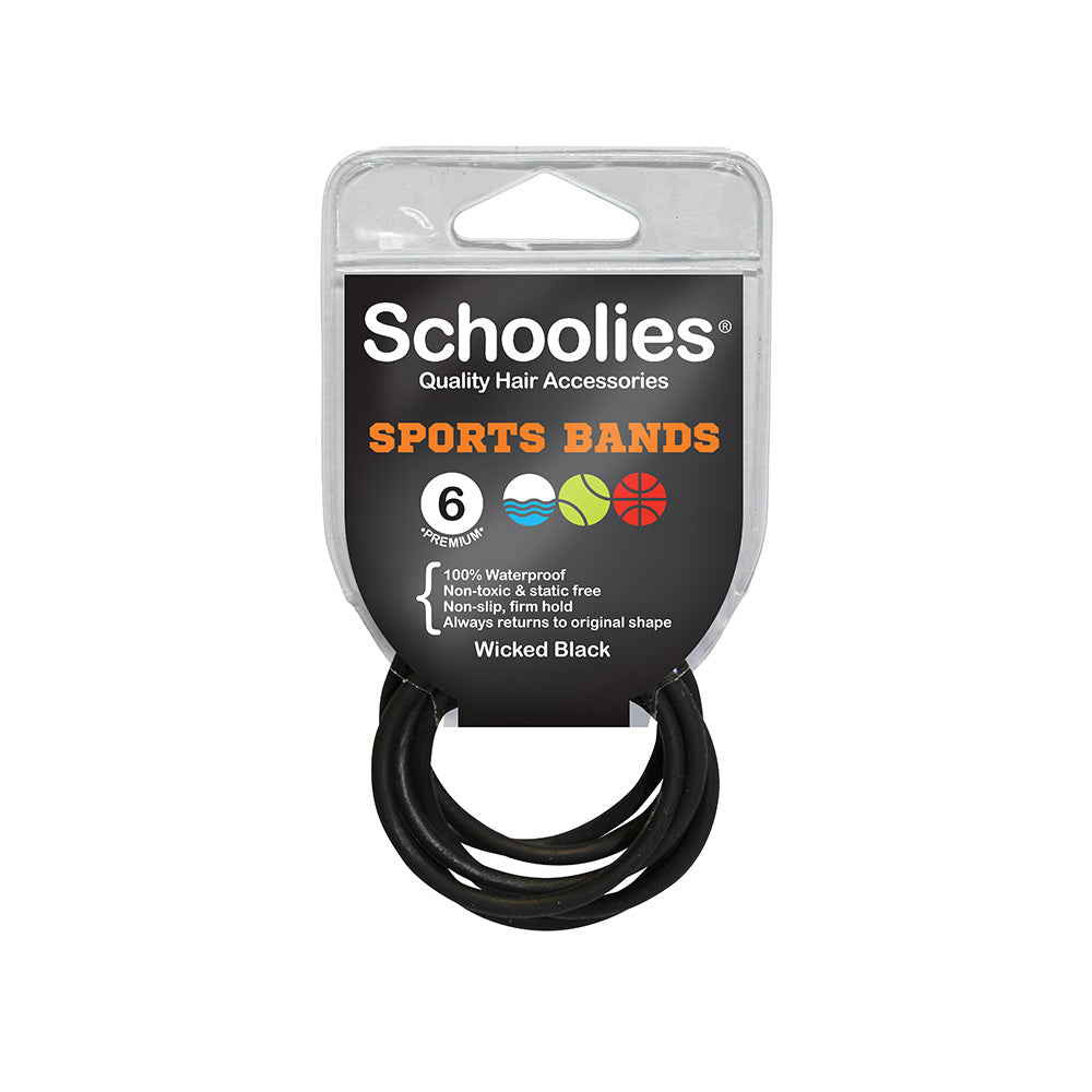 Schoolies #SC489 Sports Bands Wicked Black 6pc