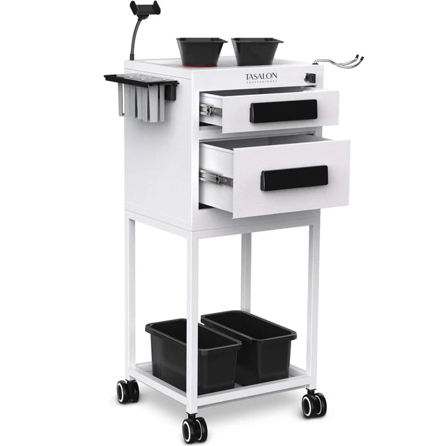 TASALON Salon Metal Trolley Cart White