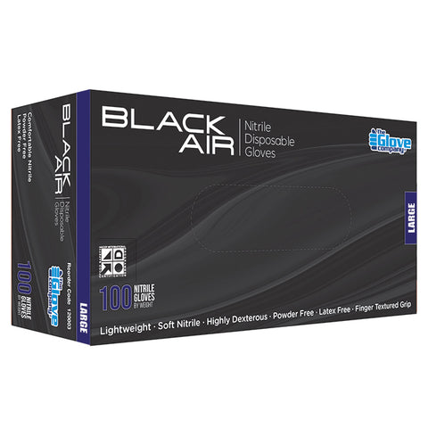 Black Air Nitrile Disposable Gloves Large 100Pk