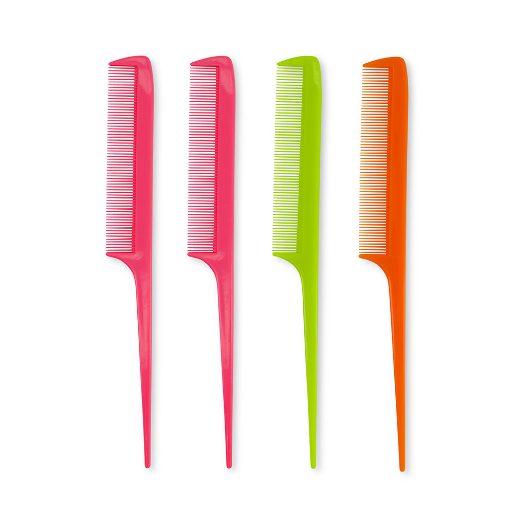 Student Colourful Tail Comb 4Pk
