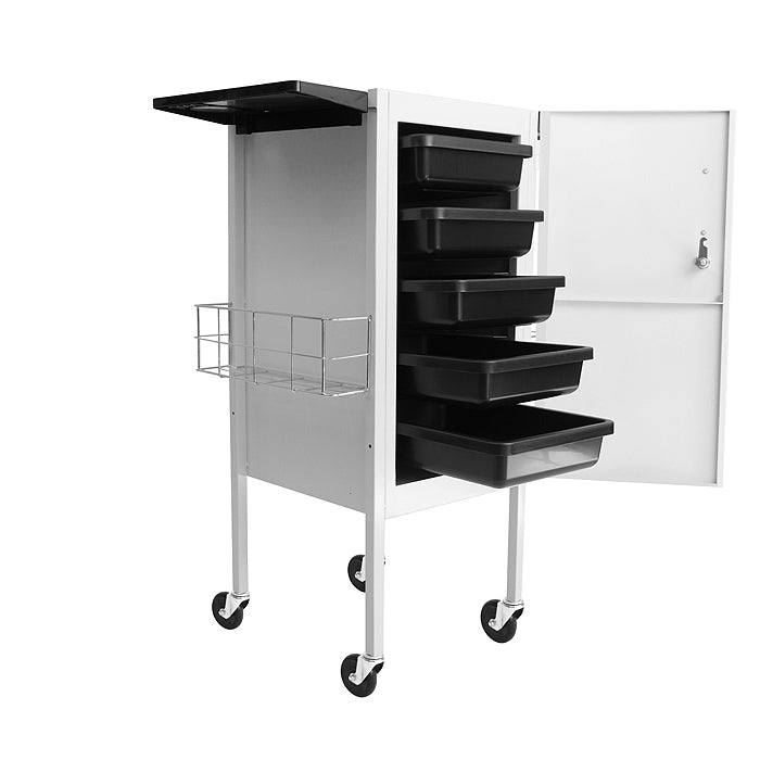 Beauty Supply Co. Deluxe Lockable Metal Trolley White