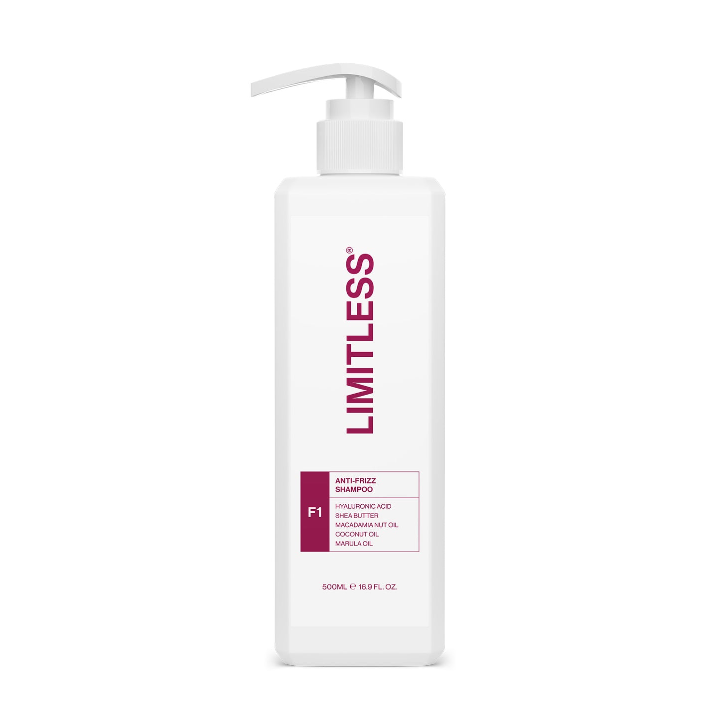 Limitless F1 Anti-Frizz Shampoo 500ml front of bottle