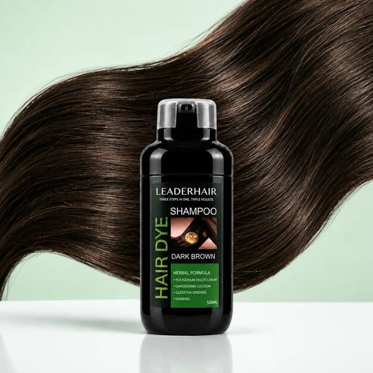 LEADERHAIR Dark Brown Instant Hair Dye Shampoo 500ml