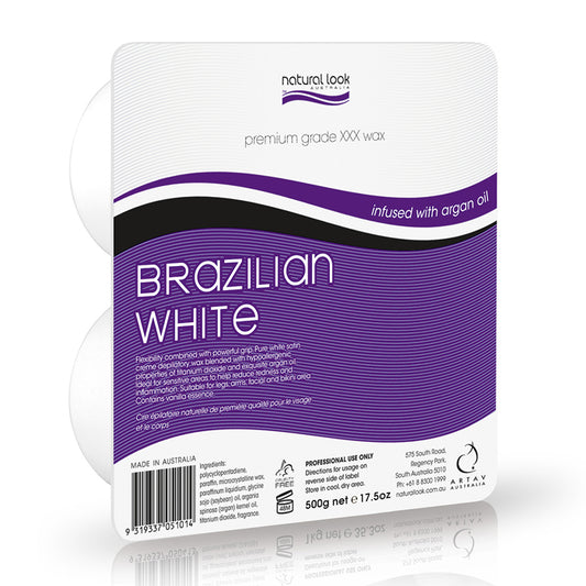 (DISCONTINUED) Natural Look Hot Wax Premium Grade Grade Brazilian White 500g