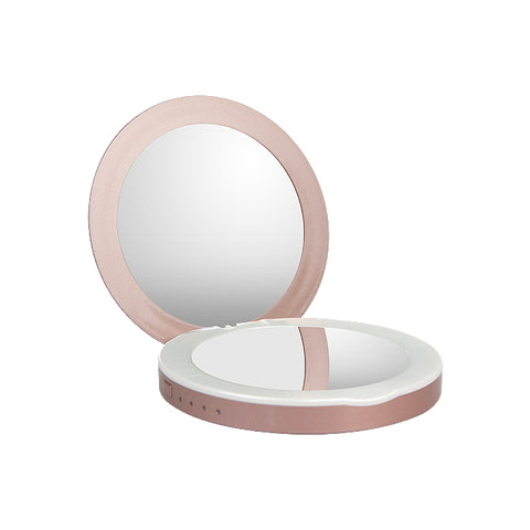 Glammar Hollywood Vanity Mirror With LED and Powerbank Compact Rose Gold