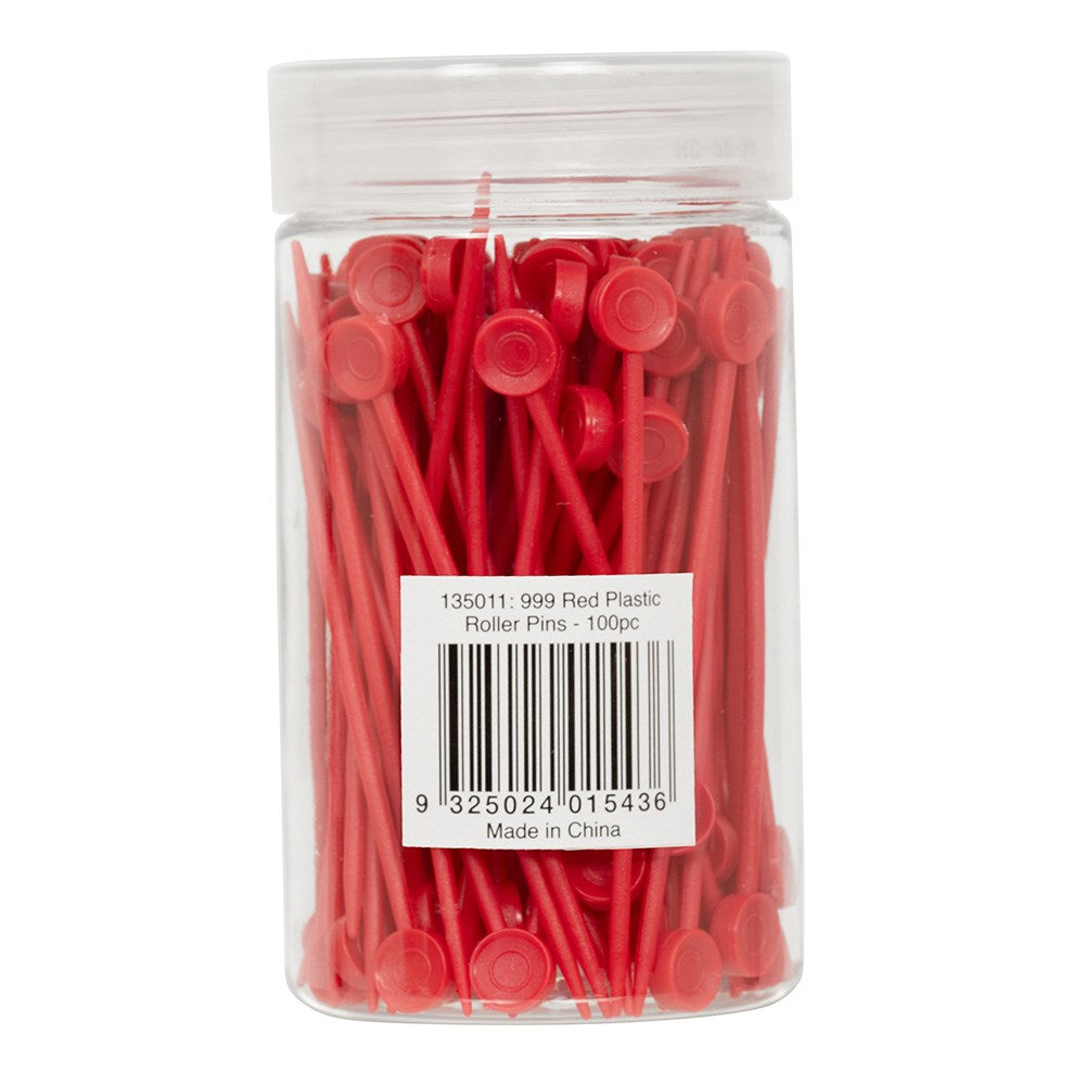 999 Premium Long Plastic Roller Pins Red 100Pc