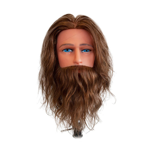 Mannequin Head Medium Indian Hair With Beard Light Brown - George