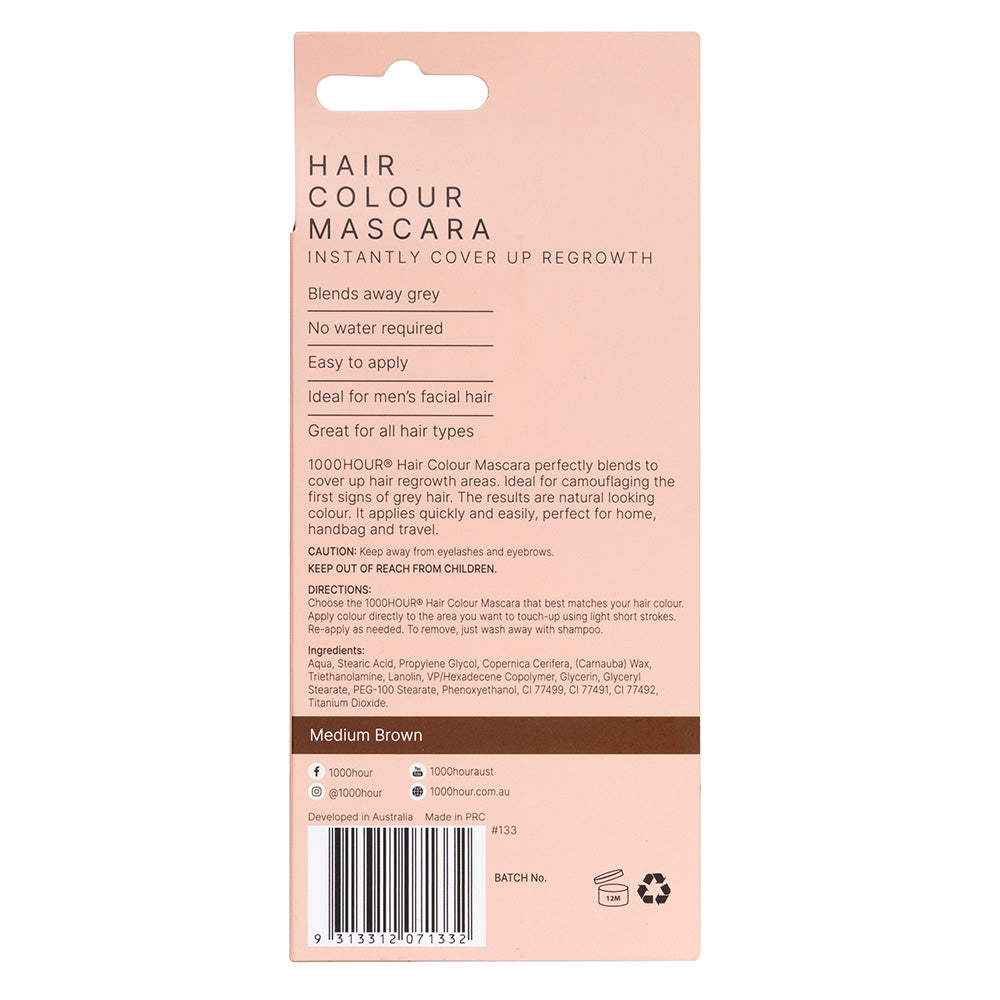 1000HOUR Hair Colour Mascara - Medium Brown 12g