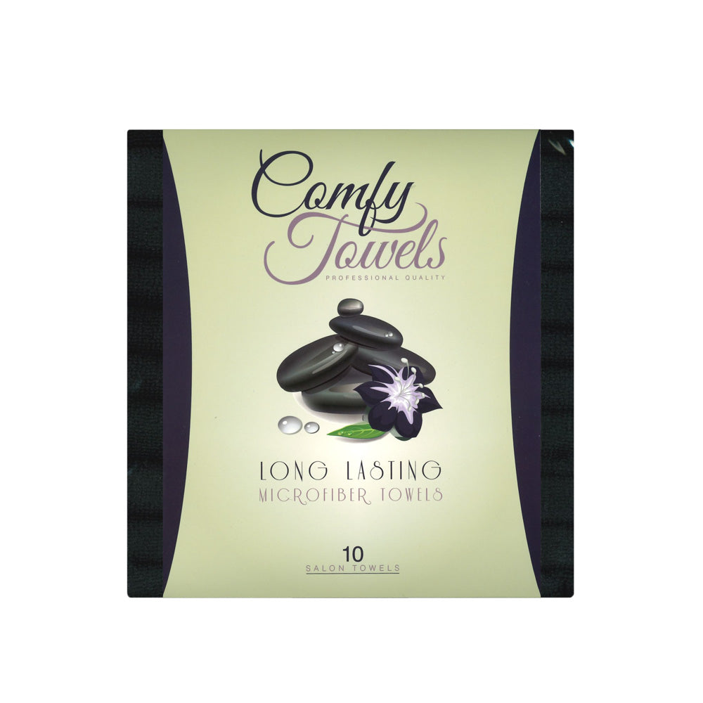 Comfy Towels Professional Quality Microfibre Towels Black 10pk