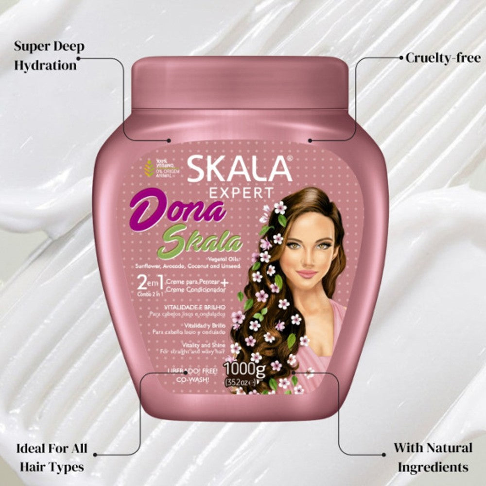 Skala Dona Super Pot 2 in 1 Combing and Treatment Cream for Smooth and Wavy Hair 1000g
