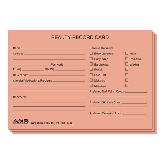 Salon Client Cards Beauty 100pk