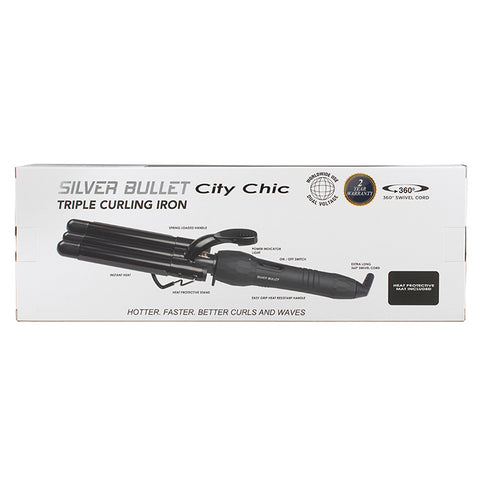 Silver Bullet City Chic Triple Barrel Curling Iron - 16-19mm
