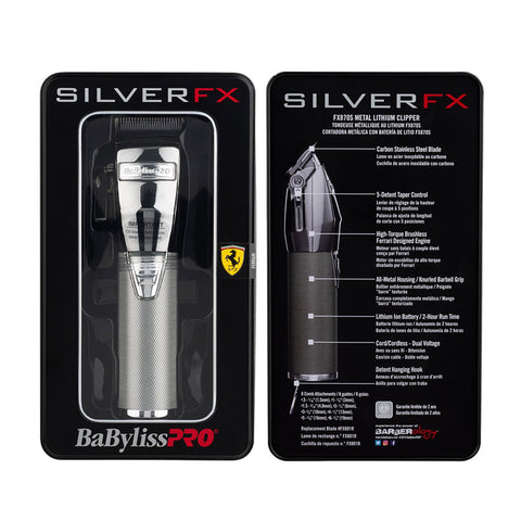 BaBylissPRO SilverFX Lithium Clipper Silver