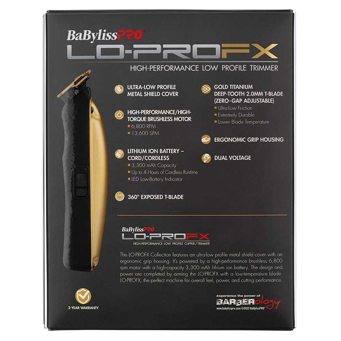 BaBylissPRO Lo-ProFX Gold Low Profile Trimmer Cord/Cordless