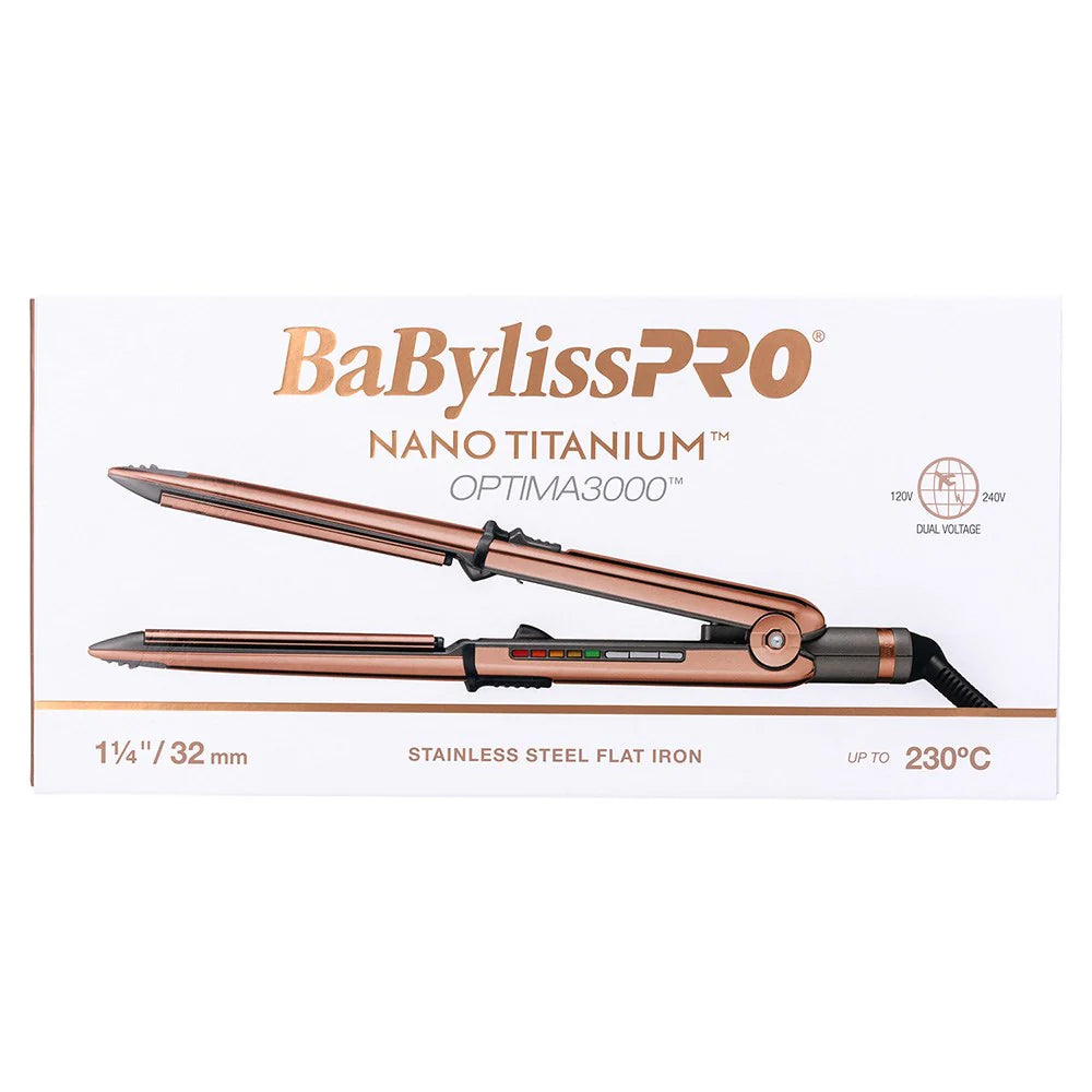 BaBylissPRO Nano Titanium Optima 3000 Hair Straightener Rose Gold