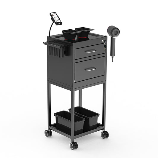 Beauty Supply Co. Lockable Metal Trolley Black