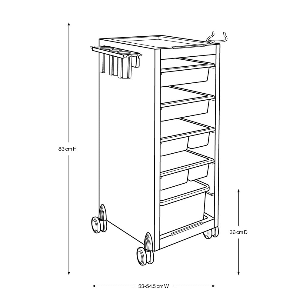 Beauty Supply Co. 5 Drawers Trolley Black