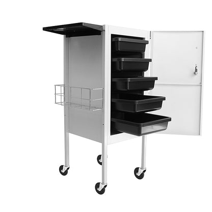 Beauty Supply Co. Deluxe Lockable Metal Trolley White