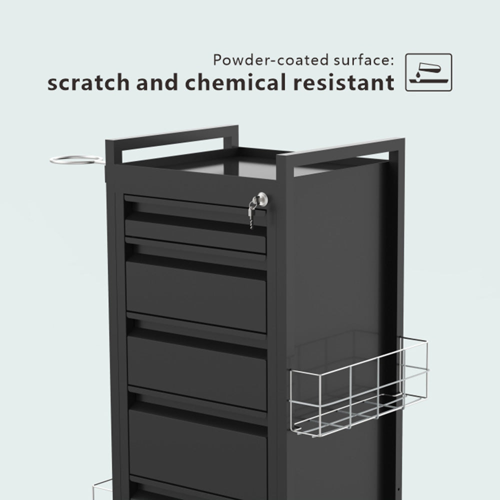 Beauty Supply Co. Studio 5-Drawer Salon Trolley Black