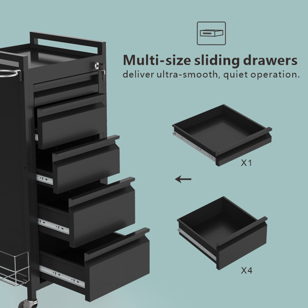 Beauty Supply Co. Studio 5-Drawer Salon Trolley Black