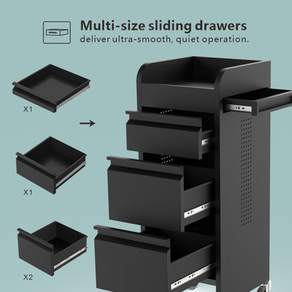Beauty Supply Co. Atelier 4-Drawer Salon Trolley Black