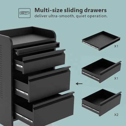 Beauty Supply Co. Atelier Wide 4-Drawer Salon Trolley Black