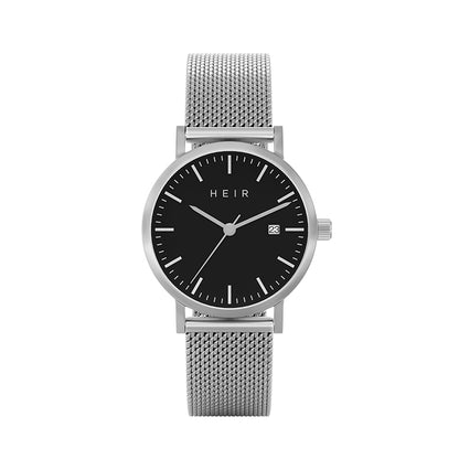 Heir Watches Classic Noir Mesh 28mm Silver