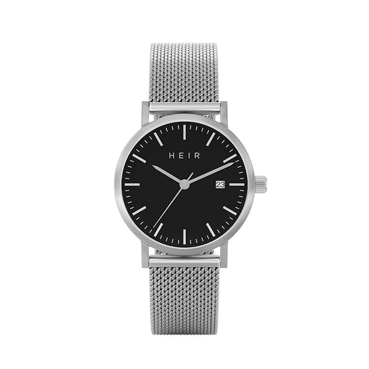 Heir Watches Classic Noir Mesh 28mm Silver