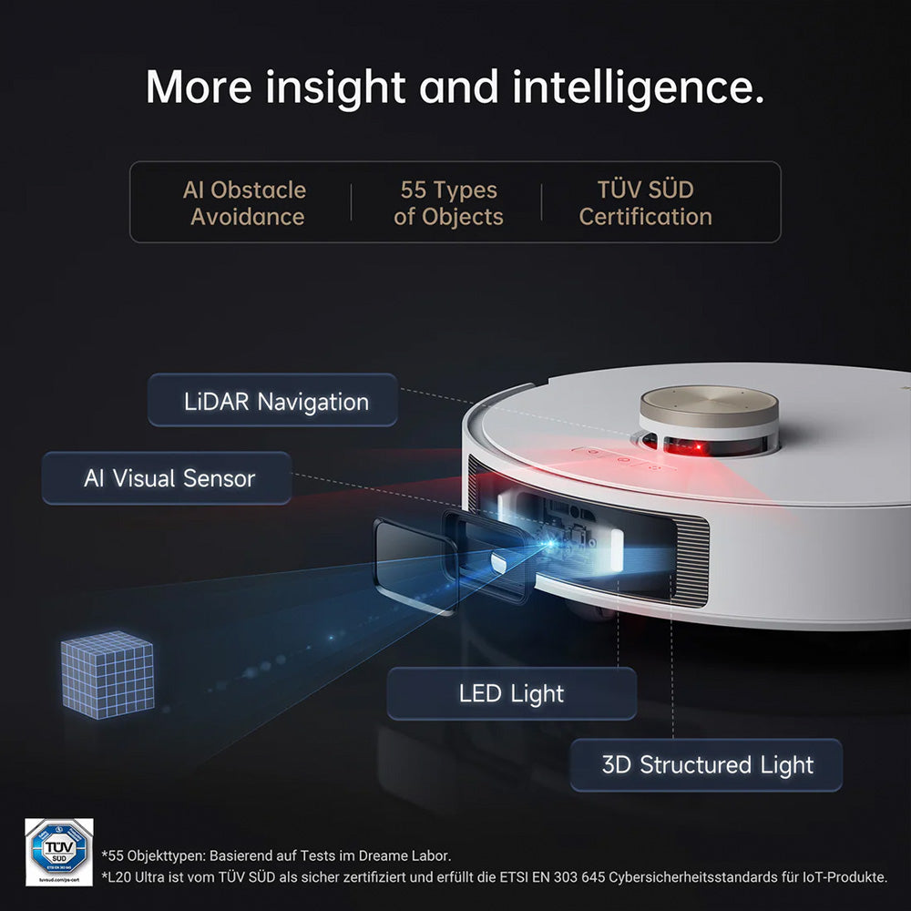 Dreame L20 Ultra Robot Vacuum and Mop Cleaner with Auto Mop Cleaning and Drying, Self-Refilling and Self-Emptying Base Station