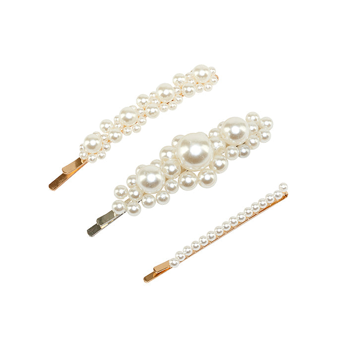 Evalina The Power Puff Pearls Trio Hair Pins Pack