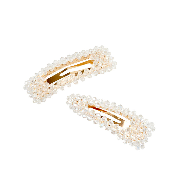 Evalina Beaded Up Crystals Duo Hair Clips Pack Clear