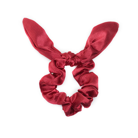 Evalina Rabbit Ear Scrunchie Maroon