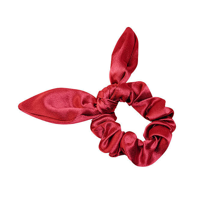 Evalina Rabbit Ear Scrunchie Maroon