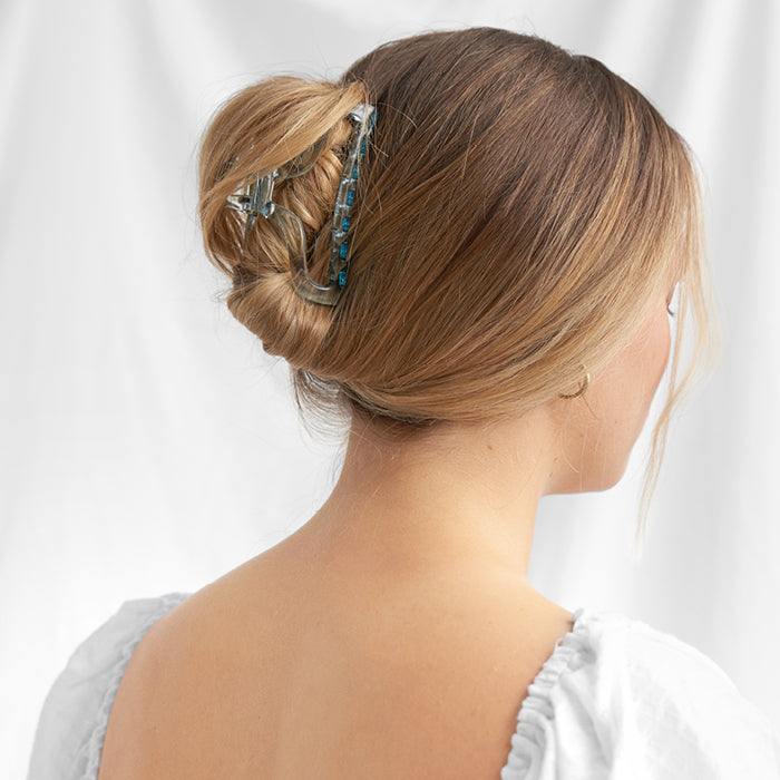 Evalina Totally Transparent Hair Claw Clip Blue