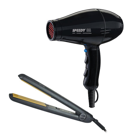 Speedy 5000 Hairdryer/DIVA Straightening Iron Pack Black