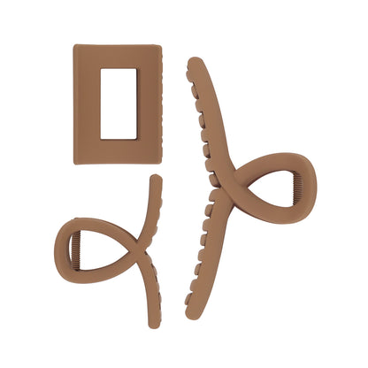 Hey Stacey Essential Claw Clips 3Pcs - Pastel Brown
